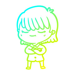 Obraz premium cold gradient line drawing cartoon woman