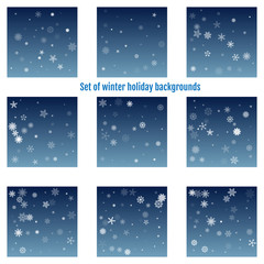Set of Blue Christmas backgrounds. 
