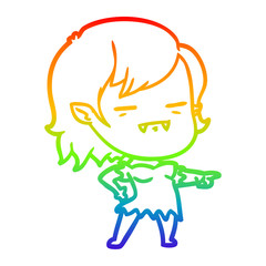 rainbow gradient line drawing cartoon undead vampire girl