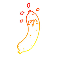 warm gradient line drawing happy cartoon sausage