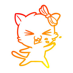 warm gradient line drawing cartoon cat
