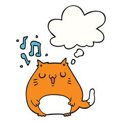 cartoon cat singing and thought bubble