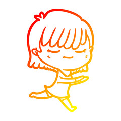 warm gradient line drawing cartoon woman