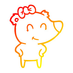 warm gradient line drawing female bear cartoon