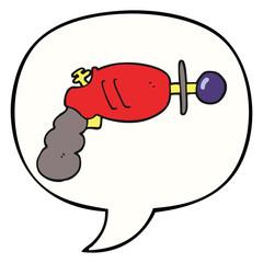 cartoon ray gun and speech bubble