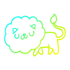 cold gradient line drawing cartoon lion