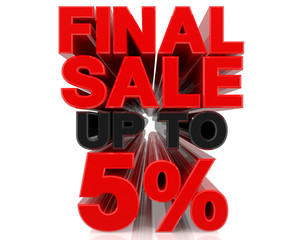 FINAL SALE UP TO 5% word on white background 3d rendering