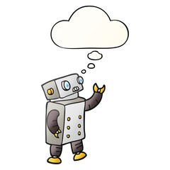 cartoon robot and thought bubble in smooth gradient style