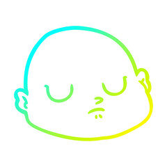 cold gradient line drawing cartoon bald man