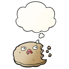 cartoon cookie and thought bubble in smooth gradient style