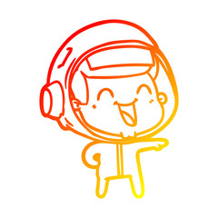 warm gradient line drawing happy cartoon astronaut