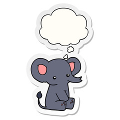 cartoon elephant and thought bubble as a printed sticker