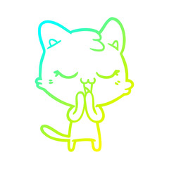 cold gradient line drawing happy cartoon cat