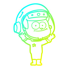 cold gradient line drawing happy astronaut cartoon
