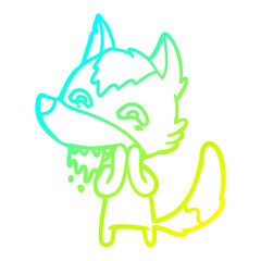 cold gradient line drawing cartoon hungry wolf