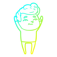 cold gradient line drawing happy cartoon man