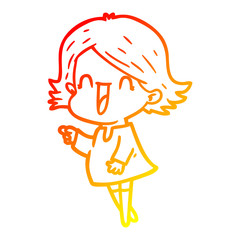 warm gradient line drawing cartoon happy woman