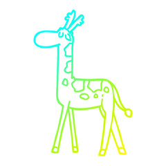 cold gradient line drawing cartoon walking giraffe