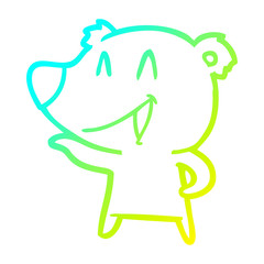 cold gradient line drawing laughing bear cartoon