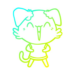cold gradient line drawing happy little dog cartoon