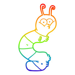rainbow gradient line drawing funny cartoon caterpillar