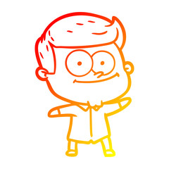 warm gradient line drawing cartoon happy man