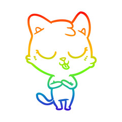 rainbow gradient line drawing cartoon cat