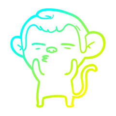 cold gradient line drawing cartoon suspicious monkey