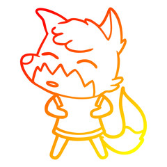 warm gradient line drawing cartoon fox