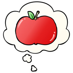 cartoon apple and thought bubble in smooth gradient style