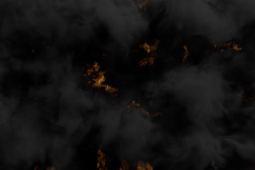 Flames on background and heavy smoking clouds above the flaming hell - fire 3D illustration