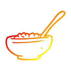 warm gradient line drawing bowl of rice