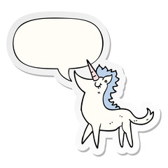 cartoon unicorn and speech bubble sticker