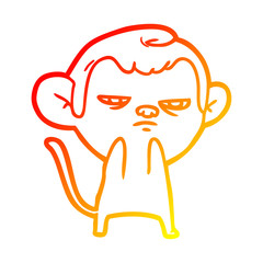 warm gradient line drawing cartoon monkey