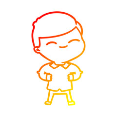 warm gradient line drawing cartoon smiling boy