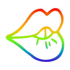 rainbow gradient line drawing cartoon pouting lips
