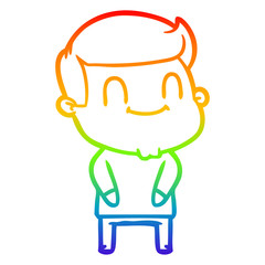 rainbow gradient line drawing cartoon happy man