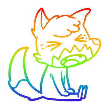 recommend clip art: rainbow gradient line drawing angry cartoon fox sitting