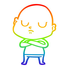 rainbow gradient line drawing cartoon bald man
