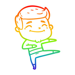 rainbow gradient line drawing happy cartoon man dancing