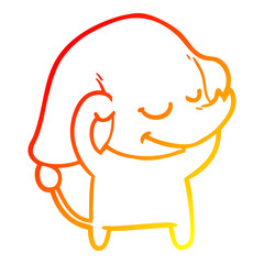 warm gradient line drawing cartoon smiling elephant