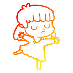 warm gradient line drawing cartoon indifferent woman