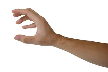 Man hand isolated on white background, clipping path