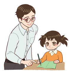 教える先生と子ども　グリーンノート