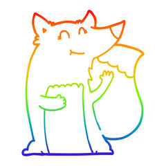 rainbow gradient line drawing happy cartoon fox