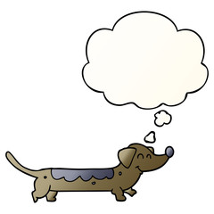 cartoon dog and thought bubble in smooth gradient style
