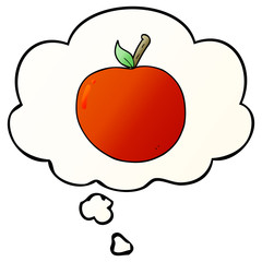 cartoon apple and thought bubble in smooth gradient style