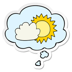 cartoon weather and thought bubble as a printed sticker
