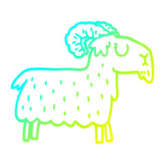 cold gradient line drawing cartoon stubborn goat