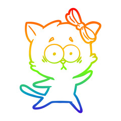 rainbow gradient line drawing cartoon cat